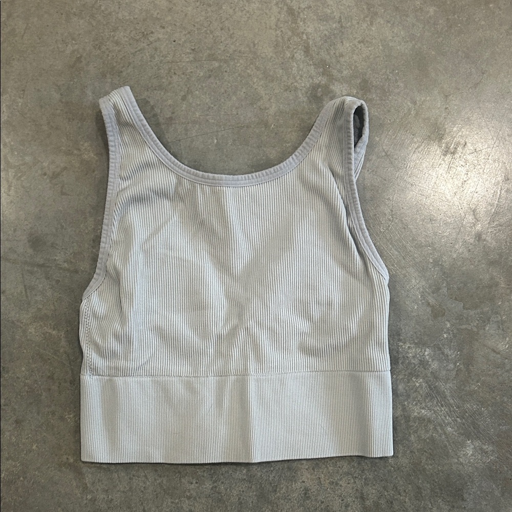 Light Gray Ribbed Sports Bra